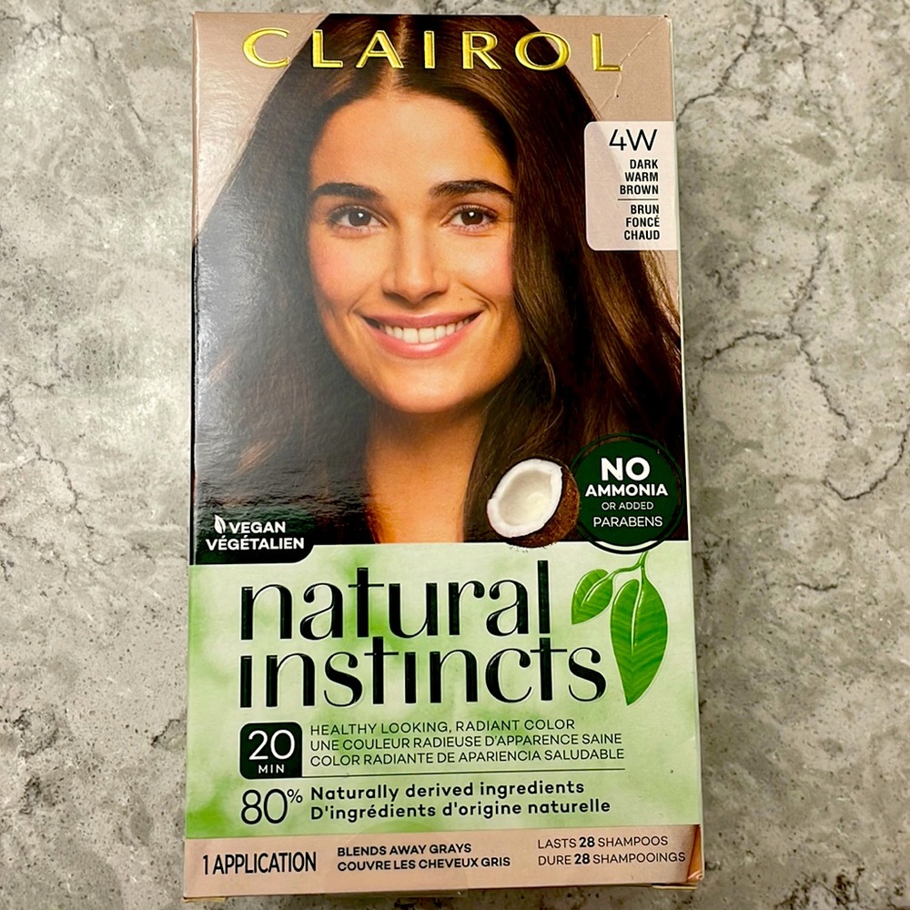 NIB Clairol Natural Instincts 4W dark brown semipermanent hair color.